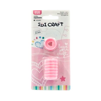 8 DISCOS IBICRAFT DE EXPANSION DE 24 MM CORAZON ROSA