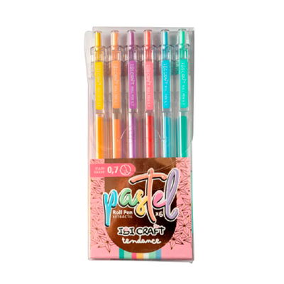 6 BOLIGRAFOS GEL IBICRAFT TENDANCE 0.7MM RETRACTIL PASTEL