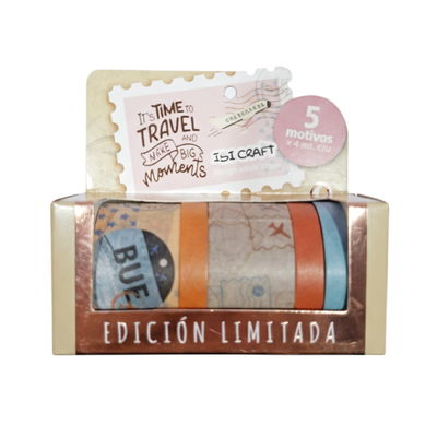 WASHI TAPE IBICRAFT 5 ROLLOS 4MTS TRAVEL