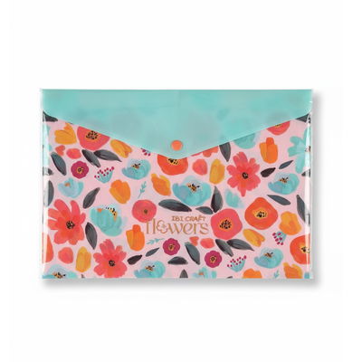 SOBRE PLASTICO IBICRAFT CON BOTON A4 FLOWERS
