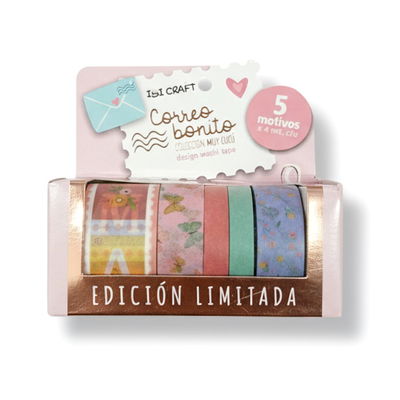 WASHI TAPE IBICRAFT 5 ROLLOS 4MTS CORREO BONITO