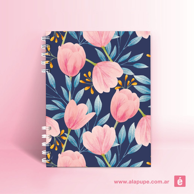 CUADERNO A5 80 HS LISAS 90 GRS FLORAL ACUARELA 2 A LA PUPE