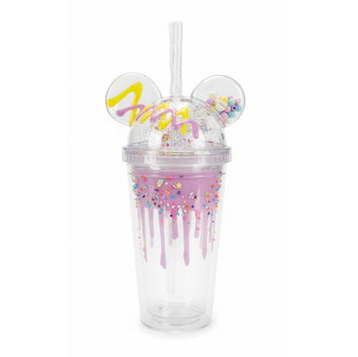 VASO TRENDY 450 ML TRANSPARENTE CON OREJITAS LILA