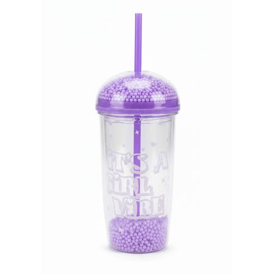 VASO INFANTIL SKORA CON CONFETTI VIOLETA 400 ML