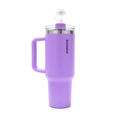 VASO TERMICO VIOLETA CON BOMBILLA Y TAPON NUBE 1200ML SKORA