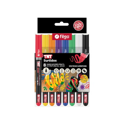MARCADOR FILGO PINTURA AL AGUA TNT BRUSH SURTIDO X8 UNIDADES