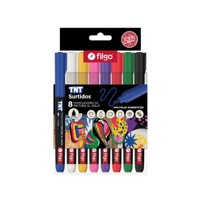 MARCADORES FILGO PINTURA AL AGUA TNT 1.0 SURTIDO X8 UNIDADES