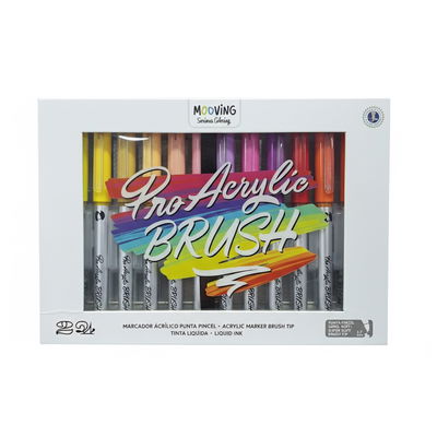 MARCADOR MOOVING ACRILICO BLISTER X 24 COLORES PTA. PINCEL