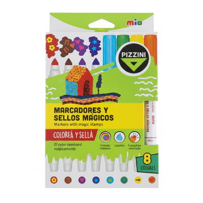 MARCADOR PIZZINI CON SELLOS MAGICOS X 8