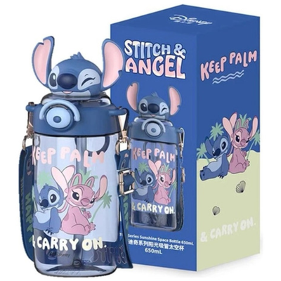 BOTELLA STITCH & ANGELA CON CORREA 650ML