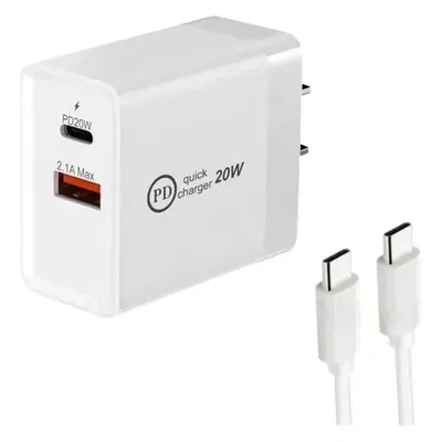 Cargador Carga Rapida 20w PD USB 2.1A Tipo C + Cable Tipo C