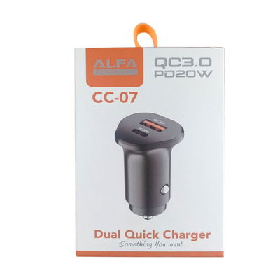 Cargador Para Auto Alfa Quick 20w Entrada USB Y Tipo C