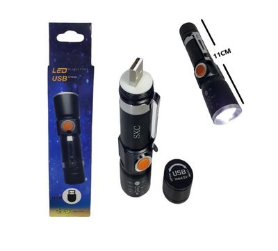 LINTERNA LED ALUMINIO RECARGABLE USB CON ZOOM