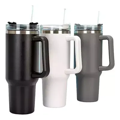 Vaso térmico 1200ml c/Manija y sorbete "SIN GRABADO"