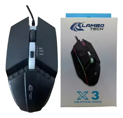 Mouse Diseño Gamer con Luces y Cable USB - Lambo Tech X3