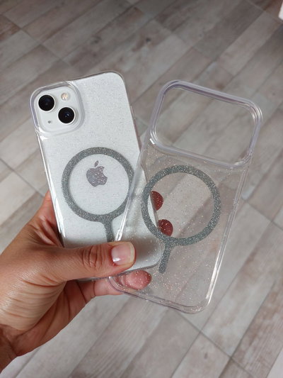 FUNDA TRANSPARENTE GLITTER VARIOS MODELOS, ELEGIR 
