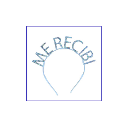 VINCHA ME RECIBI GLITTER PLATEADA