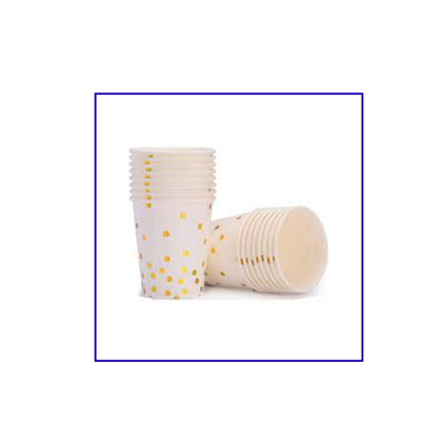 VASO LUNAR DORADO POLIPAPEL x 8 unidades