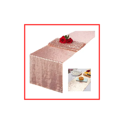 CAMINO MESA LENTEJUELAS ROSA GOLD