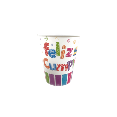 VASO ESTAMPADO FELIZ CUMPLE x6u