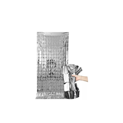 CORTINA METALIZADA CUADRADOS COLOR