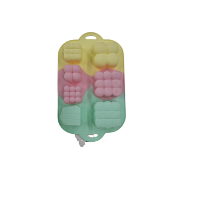 MOLDE SILICONA 6 CUADRADOS DECORADAS 