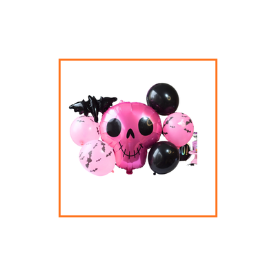 GLOBO METALIZADO CALAVERA ROSA