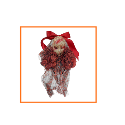 VINCHA CARA MUÑECA ROJA VELO