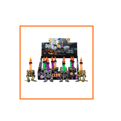 CALAVERA CON PIES VELA LED ADORNO 