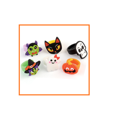 ANILLOS FORMAS HALLOWEEN SORPRESITAS x6u