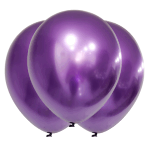 PACK GLOBO LATEX VIOLETA CROMO PLATINO 12 PULGADAS