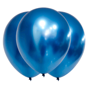 PACK GLOBO LATEX AZUL CROMO PLATINO 12 PULGADAS