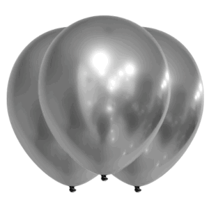 PACK GLOBO LATEX PLATEADO CROMO PLATINO 12 PULGADAS
