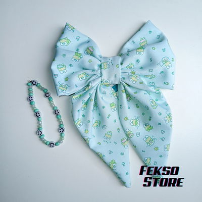 Set Colita + Pulsera mostacillas Sanrio Keroppi