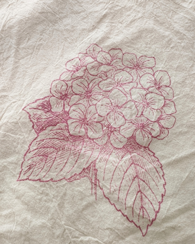 Tusor Serigrafía Hortensias - ancho 150 cm