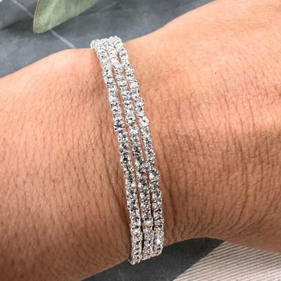 Pulsera Memoria: Strass Plateada