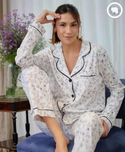 Pijama camisero colibrí