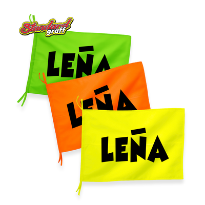 Bandera fluo (70x47cm) para comercio "LEÑA" - cod:54