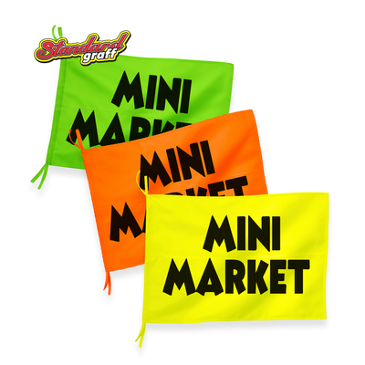 Bandera fluo (70x47cm) para comercio "MINI MARKET" - cod:67