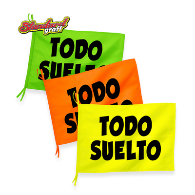 Bandera fluo (70x47cm) para comercio "TODO SUELTO" - cod:94