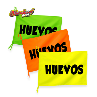Bandera fluo (70x47cm) para comercio "HUEVOS" - cod:48