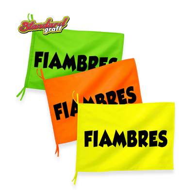 Bandera fluo (70x47cm) para comercio "FIAMBRES" - cod:34