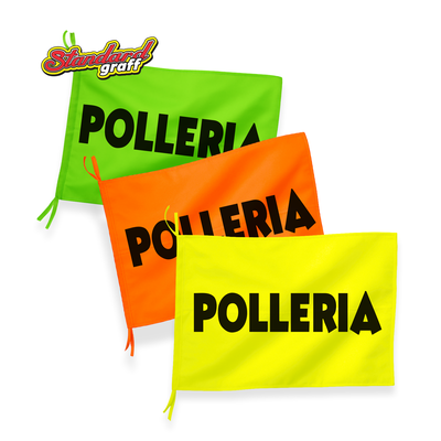 Bandera fluo (70x47cm) para comercio "POLLERIA" - cod:83