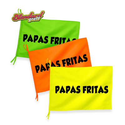Bandera fluo (70x47cm) para comercio "PAPAS FRITAS" - cod:71