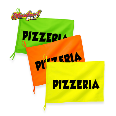 Bandera fluo (70x47cm) para comercio "PIZZERIA" - cod:81