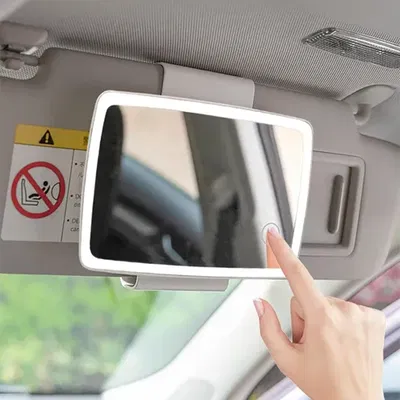 Espejo Maquillaje Auto Táctil Luces Led Parasol Retractil 