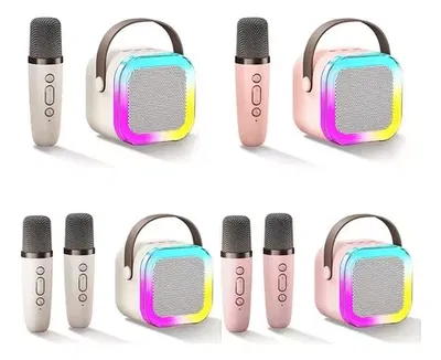 Parlante + 2 MICROFONOS Karaoke Portátil Smart Shop K12 Led Rgb
