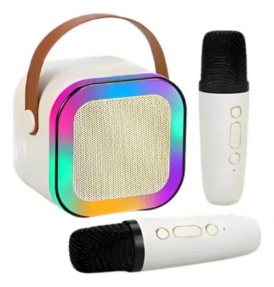Parlante Portátil Led Rgb Bluetooth Karaoke 2 Micrófonos