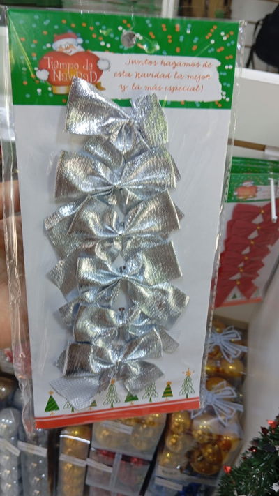 Kit 6 moños color plata