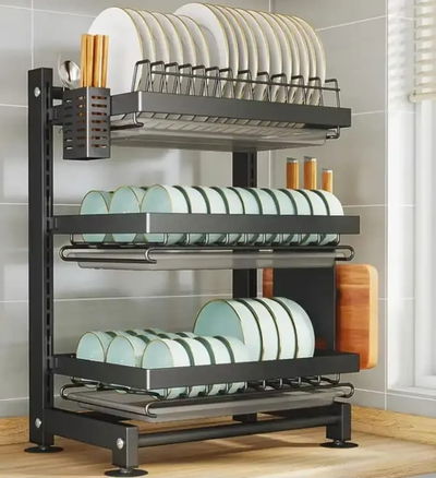 Rack Secaplatos 3 pisos con bandejas